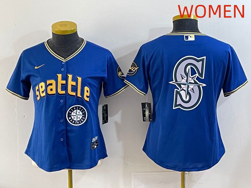 Women 2025 Seattle Mariners Blank Blue City Edition Nike MLB Jersey style 9